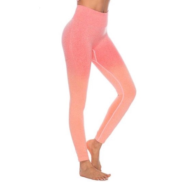 Astoria Pants - Women’s Astoria Activewear Seamless Ombré Legging Orange Red Size L EUC